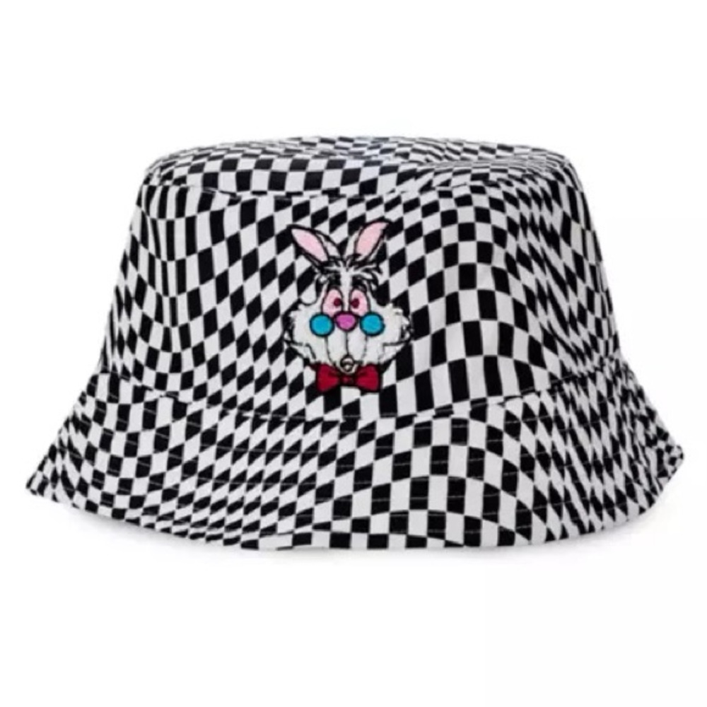 Disney Checkered Bucket Hat with Alice In Wonderland’s White Rabbit